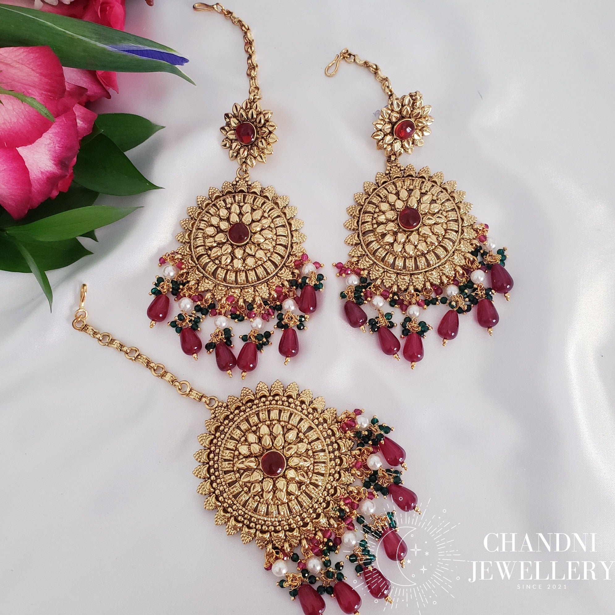 Pooja Earring and Tikka Set