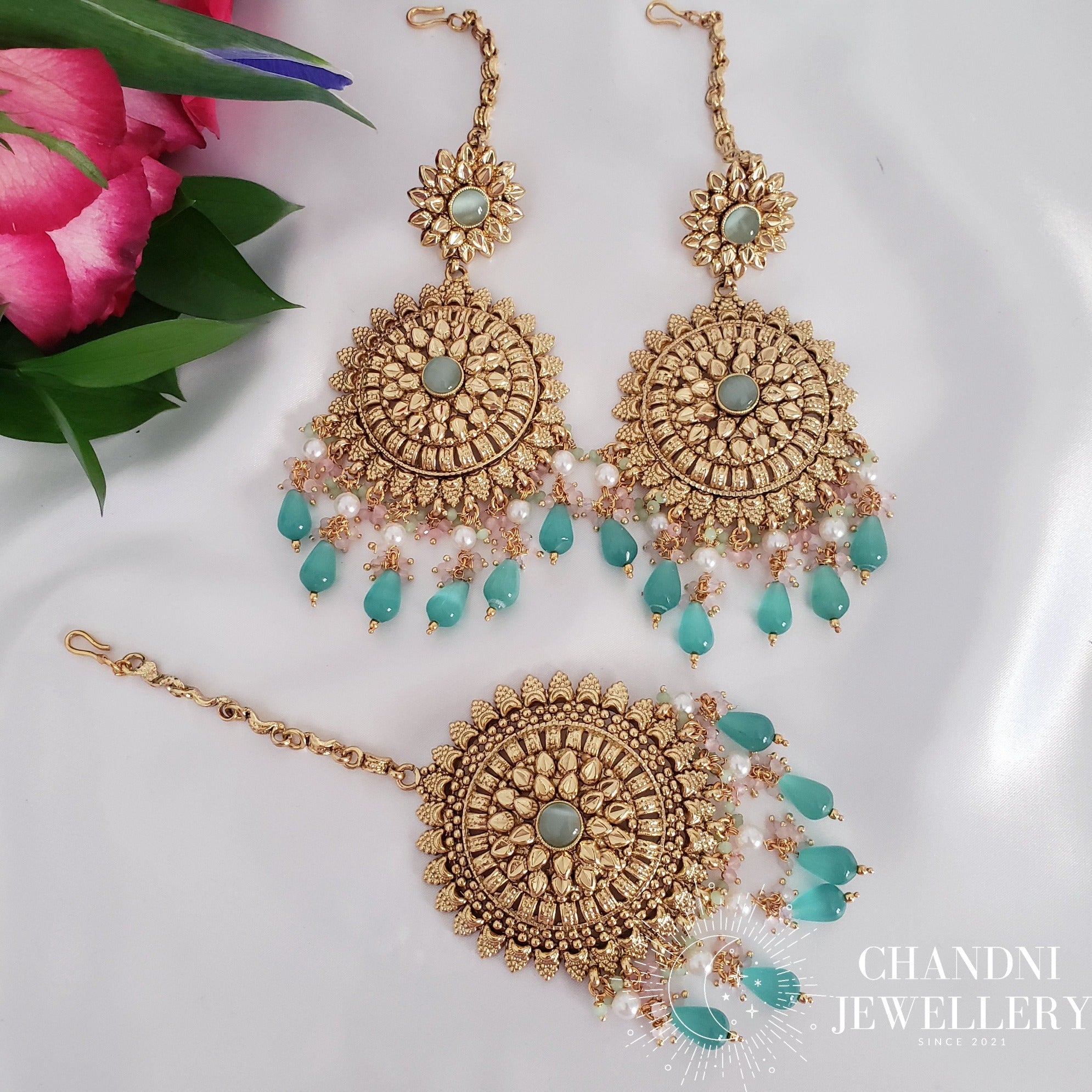 Pooja Earring and Tikka Set