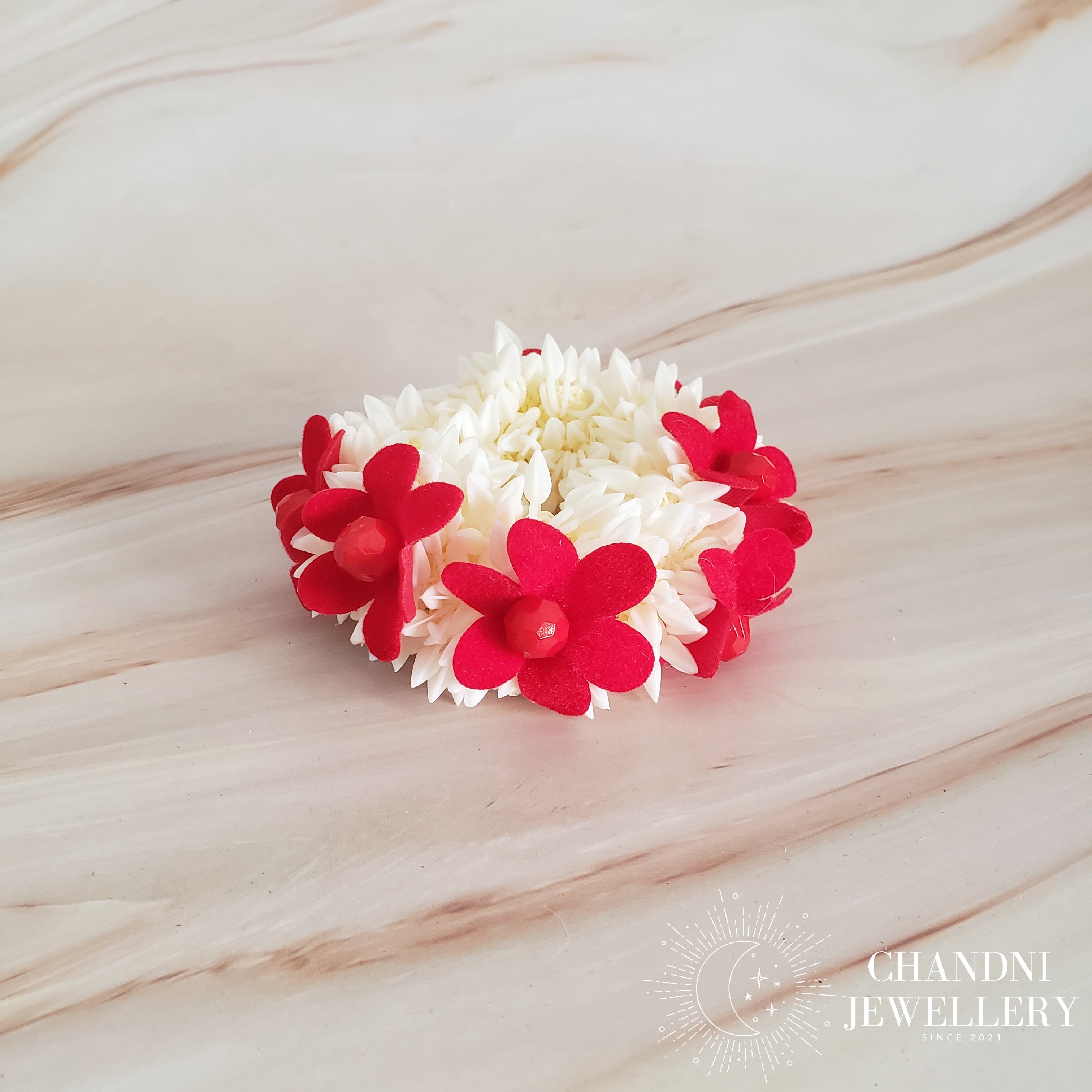 Rose Flower Bun Scrunchie