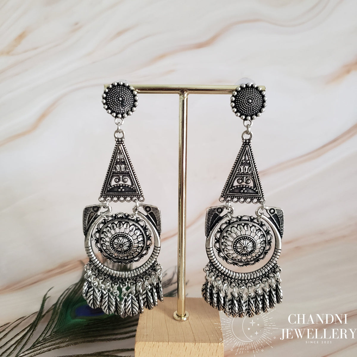 Earrings Oxi Jewellery Artificial Flower Kaner Dul Set Silver