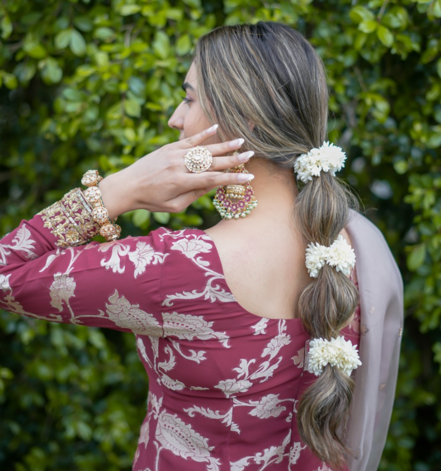 White Flower Bun Scrunchie