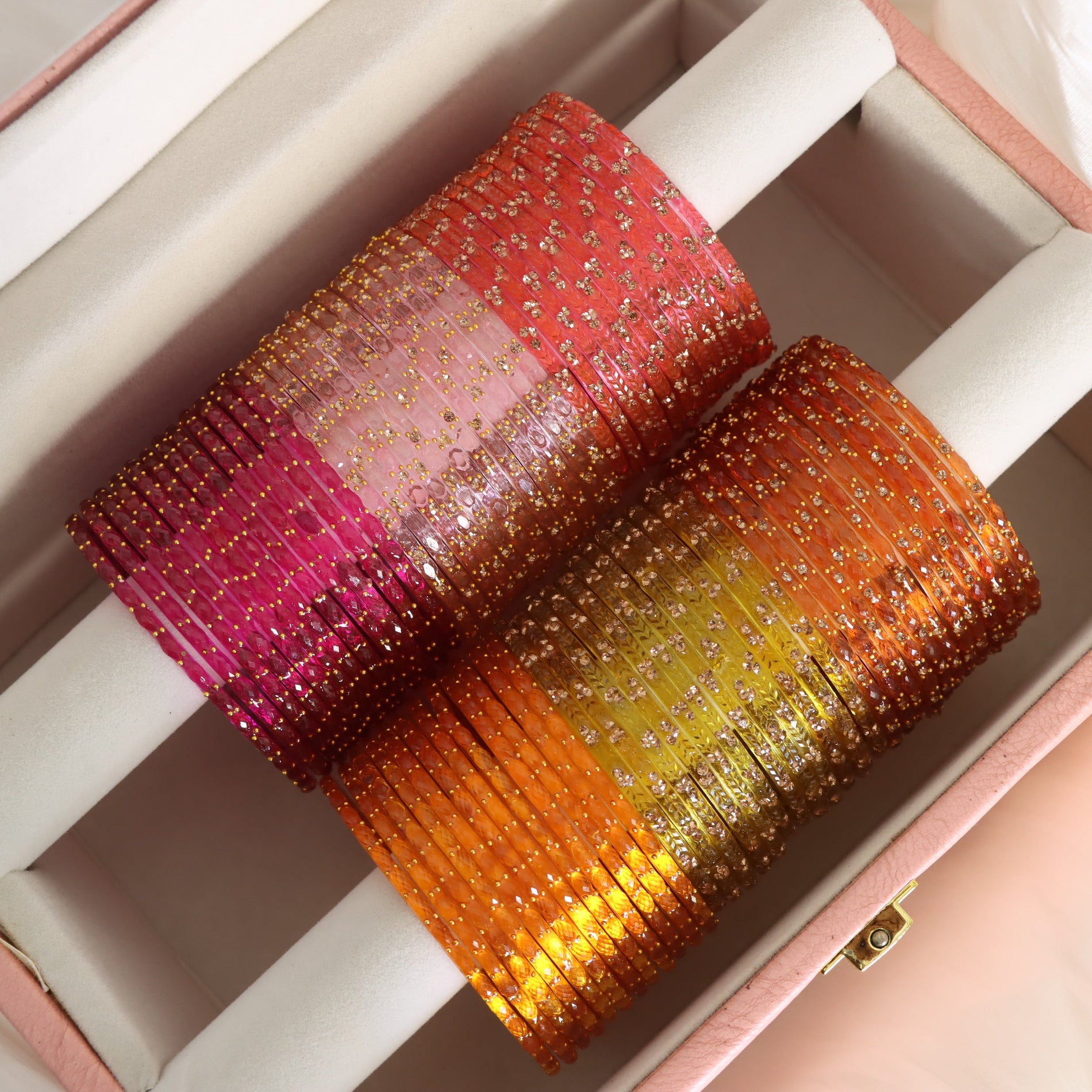 Sunset Glow Glass Bangle Set