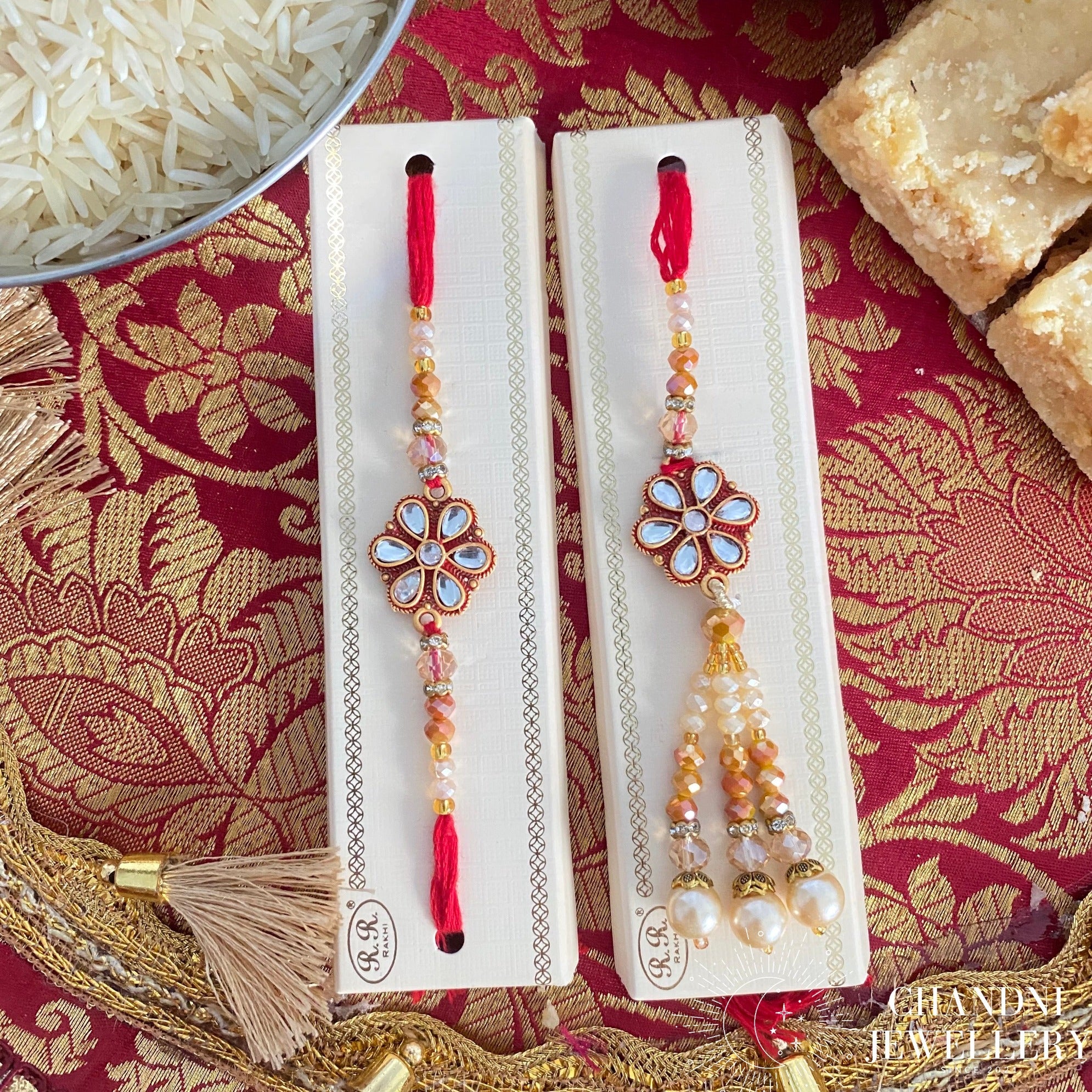 Bhaiya Bhabhi Flower Rakhi Set