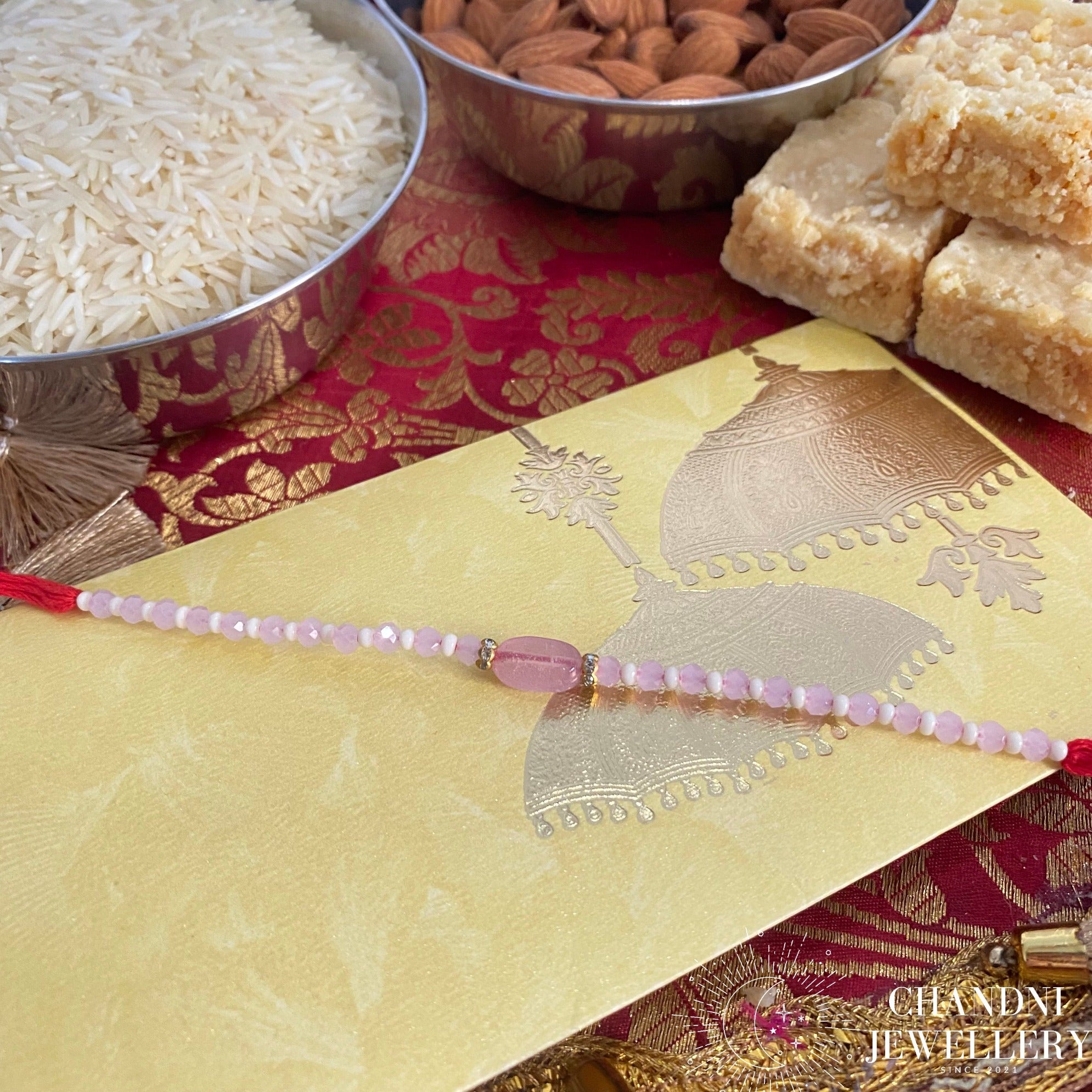 Pink Beaded Rakhi