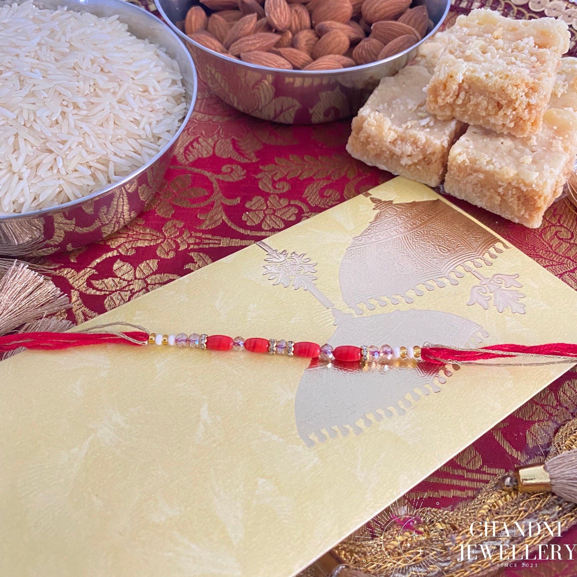 Red Beaded Rakhi