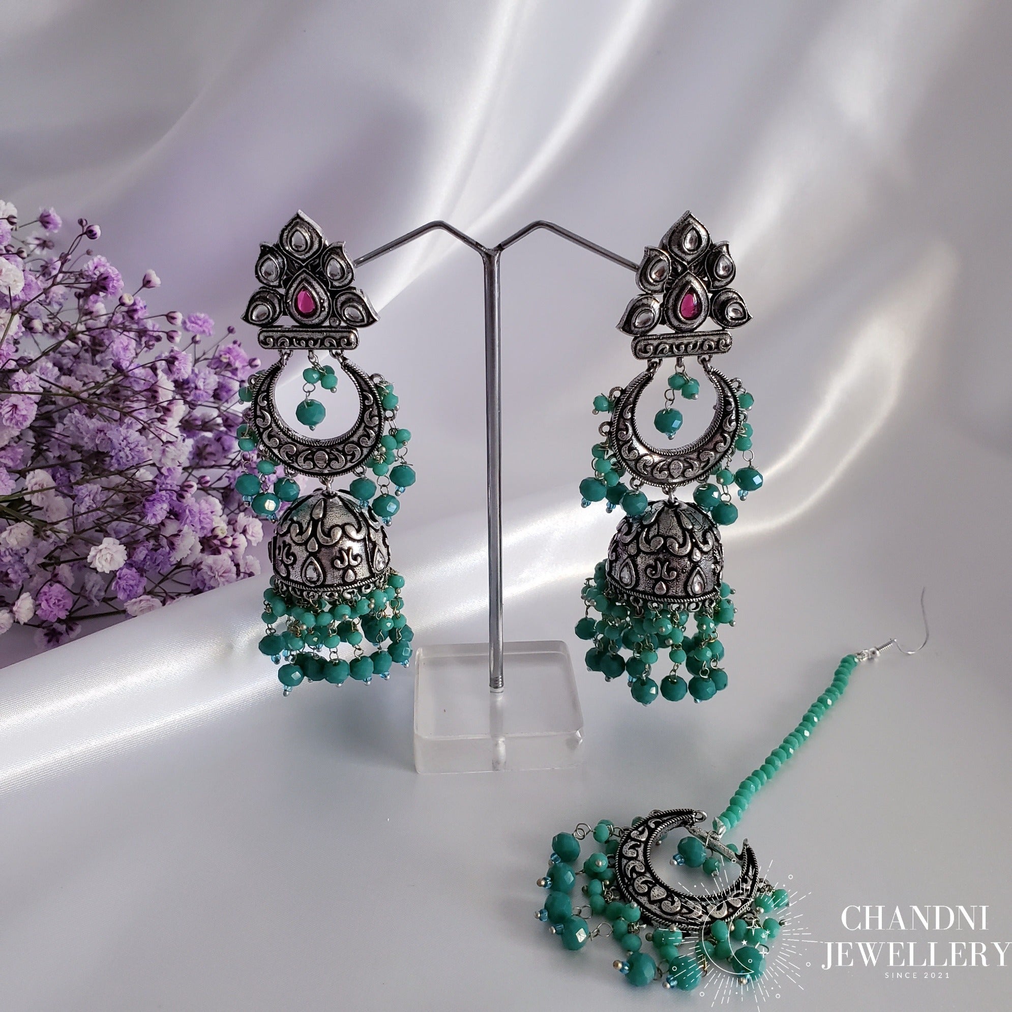 Anandita Oxidised Earring and Tikka Set