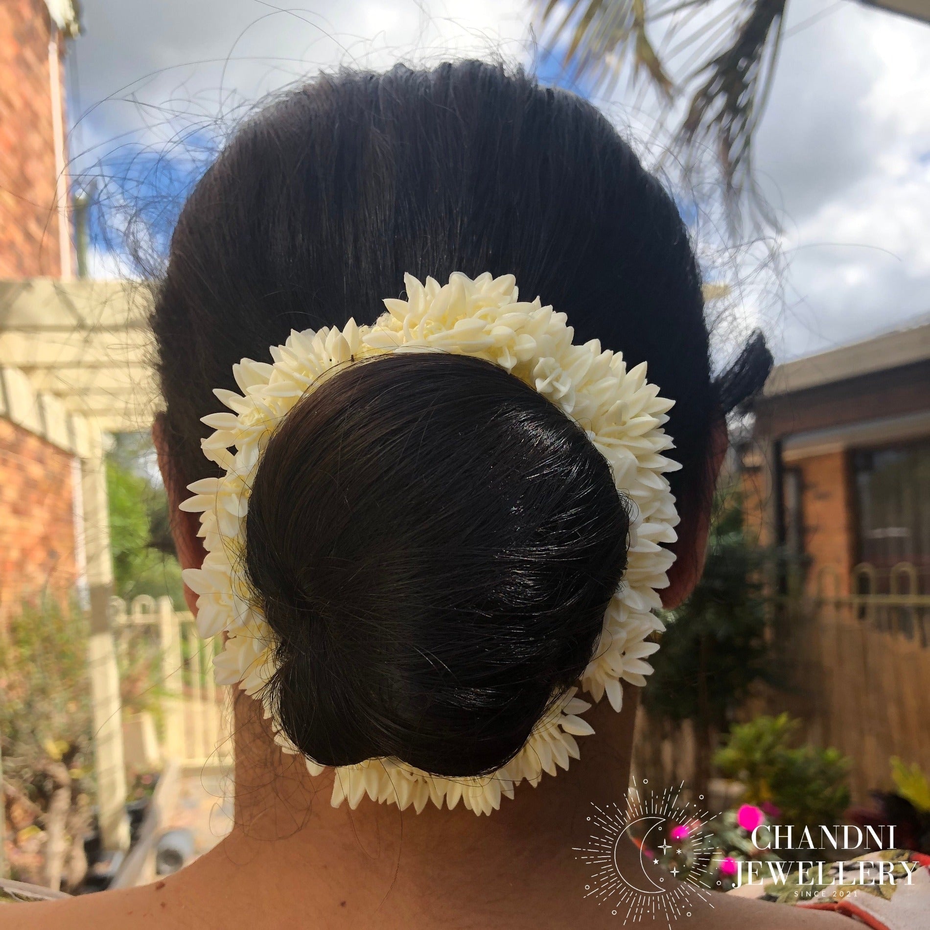 White Flower Bun Scrunchie